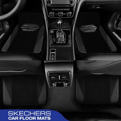 Skechers Car Floor Mats,Waterproof Universal Fit Car Mats,Faux Leather Car Floor Mats,Carbon Floor Mats for Cars with Anti-Slip Skechers Heel Pad Fit for SUV,Vans,Sedans,Trucks,Black - Image 3