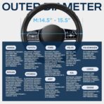 Road Comforts Car Steering Wheel Cover - Microfiber Leather Steering Wheel Wrap Sports 14.5-15 Inch Steering Wheel Cover Non-Slip for Men Women Black Color - Image 7