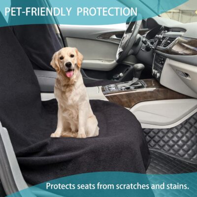 Car Seat Covers Universal Car Protective Front Seat Covers Washable Non-Slip Seat Protectors for Gym Workouts,Waterproof and Sweatproof Towel Seat Covers for Cars,Trucks, Jeeps (2 Pack Black) - Image 6