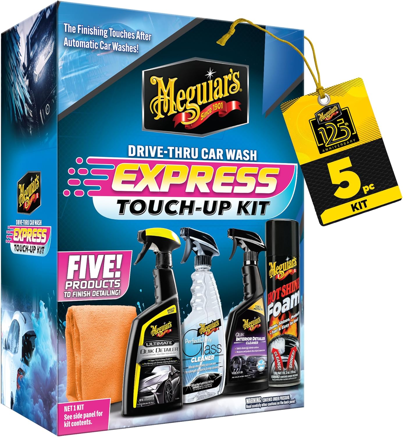 81-gVGFiPL._AC_SL1500_.jpg Meguiar's Drive-Thru Car Wash Express Touch-Up Kit - The Perfect Car Detailing Kit for Touching Up After Running Through an Automatic Car Wash or After Washing Your Ride at Home, Clean Inside and Out - Image 1