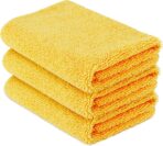 Amazon Basics Microfiber Car Drying Towels, Highly Absorbent, Lint Free, Scratch Free, Buffing and Polishing, Auto Detailing, No Streaks, Soft, Quick Drying, 16" x 16", Yellow, 3-Pack