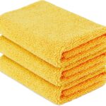 Amazon Basics Microfiber Car Drying Towels, Highly Absorbent, Lint Free, Scratch Free, Buffing and Polishing, Auto Detailing, No Streaks, Soft, Quick Drying, 16" x 16", Yellow, 3-Pack