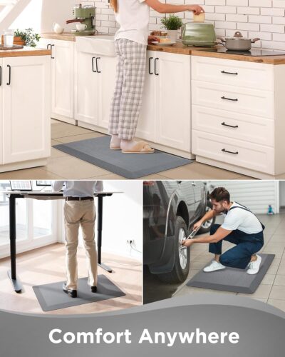 Ophanie Kitchen mats for Floor, Kitchen Rugs, 20x32 Anti Fatigue Standing Cushioned Mat, Waterproof, Comfort Ergonomic mat for Office, Home, Sink, 3/4 inch Thick Memory Foam Grey Non-Slip Bottom - Image 9
