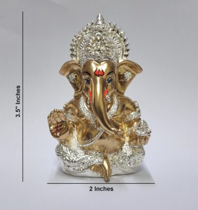 Ganesha Idol Ganesh for Car Dashboard Statue Ganpati Vinayaka Vinayagar Figurine Diwali Gifts Home Decor Luck, Success for Small Murti Puja Lord Gift Office Desk Room 3.5 Inches - Image 5