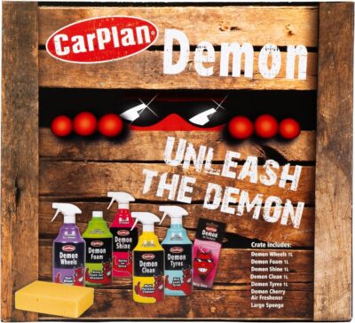CarPlan Demon Car Wash Kit - 7 Piece Set Includes Car Wash Soap, Wheel Cleaner, Tire Shine, Interior Cleaner, Demon Shine, Air Freshener & Sponge - Image 2