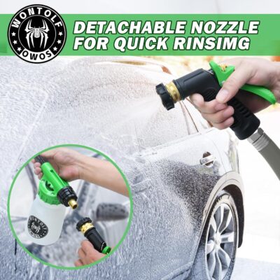 Wontolf CWK188 Car Wash Kit with Foam Gun, Car Wash Soap, Interior Detailer Cleaner, Wheel Cleaner, Car Care Cleaning Detailing Kit for Cars Trucks RVs SUVs Motorcycles (Works w/Garden Hose), 10 Items - Image 7