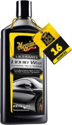 Meguiar's Ultimate Liquid Wax, Improved Liquid Car Wax Formula for Durable Protection that Shines, Premium Towel and Applicator Pad Car Accessories Included, 16 Oz Bottle