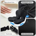 Ergonomic Seat Cushion with Adjustable Strap, Memory Foam Office Chair Seat Cushion with L-Shaped Design, Car Seat Cushion Fits for Truck Driver Semi Truck, Gaming Chair, Desk, Dark Gray - Image 2