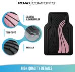 Road Comforts Car Floor Mats Full Set – Front & Rear Car Floor Mats with Aluminum Design, Anti-Slip Backing, All-Weather Protection, Trim-to-Fit Car Mats for Most Sedans, SUVs & Vans - Pink - Image 7