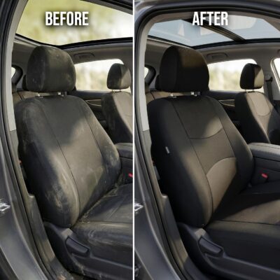 FH Group Car Seat Covers Front Set in Cloth - Car Seat Covers for Low Back Car Seats with Removable Headrest,Universal Fit,Automotive SeatCovers,Washable Car SeatCover for SUV,Sedan,Van Black - Image 8