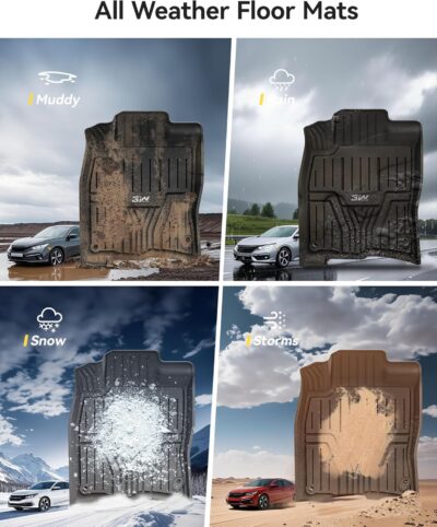 3W Floor Mats Fit for Honda Civic Sedan 2016-2021 & Hatchback 2017-2021 & Coupe 2016-2020, Custom Fit Floor Liner for 1st 2nd Row Full Set TPE All-Weather Car Liners - Image 4