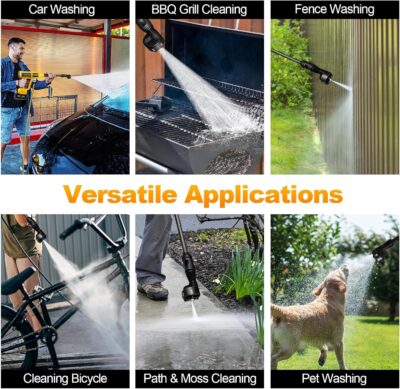Cordless Pressure Washer with Faucet & Garden Hose Connector, 2 X 5.0AH Batteries, 2000PSI MAX Portable Pressure Washer with Brushless Motor, 4 Speed Adjustment LCD Touch Screen, 6-in-1 Nozzle - Image 8