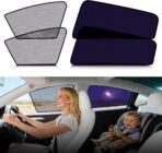 ZATOOTO Tesla Model Y Car Window Shades 4Pack | Clear for Safe Driving | Bluish-Purple for Passenger Comfort | UV Protection | Static Cling Side Window Sun Shade Blocker with Storage Bag | 2020-2024 |
