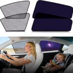 ZATOOTO Tesla Model Y Car Window Shades 4Pack | Clear for Safe Driving | Bluish-Purple for Passenger Comfort | UV Protection | Static Cling Side Window Sun Shade Blocker with Storage Bag | 2020-2024 |