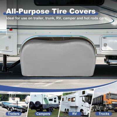 Explore Land Tough Dual Axle Tire Cover for Truck SUV Trailer Camper RV - Heavy Duty Wheel Protector Universal Fit Tire Diameters 29''-31.75'' 2 Pack (Charcoal, L) - Image 4
