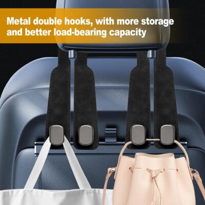 Car Purse Hook Purse Hook for Car Seats Headrest Car Seat Hooks,Heavy Duty Vehicle Organizer for Handbags, Groceries, Purses, Keep Car Tidy (Black, 2 Pack) - Image 4