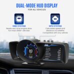 Heads Up Display for Cars – All in One Dashboard Windshield Mount Car Display Screen with 100+ Digital Gauges Includes Temperature, Digital Speedometer, RPM Meter, Fuel – Plug and Play Smart Display - Image 7