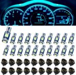 74 Led Bulb Dash Lights Super Bright, T5 37 74 LED Bulb with Twist Lock Socket PC74 PC37, Dashboard Lights, Instrument Cluster Bulbs Kits,Pack of 20 (Ice Blue)