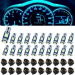74 Led Bulb Dash Lights Super Bright, T5 37 74 LED Bulb with Twist Lock Socket PC74 PC37, Dashboard Lights, Instrument Cluster Bulbs Kits,Pack of 20 (Ice Blue)