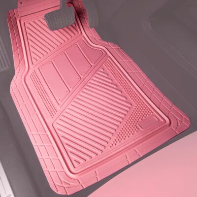 CAR PASS Heavy Duty Rubber Floor Mats 4-Piece,Pink Car Mats Full Sets Anti-Slip,Waterproof Universal Trim-to-Fit for Car SUV Truck, Durable All Weather Automotive Car Mats for Women,Girly(All Pink) - Image 7