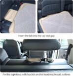 Car Seat Protector Leather Waterproof Child Safety Seat Protector Cover with Thick Pad and 2 Large Pockets Durable Kick Mat for All Auto Seat (Beige) - Image 7