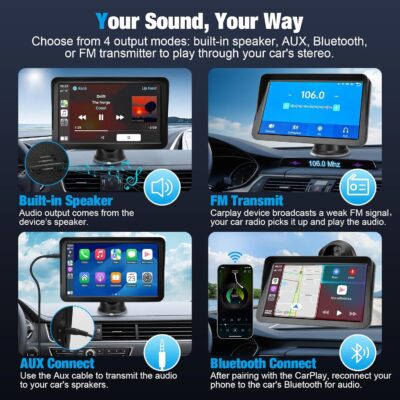 9" Wireless CarPlay Screen for Car, Apple CarPlay & Android Auto Receiver with 1080P Backup Camera, HD Touchscreen, Bluetooth, GPS, Voice Control，Universal Fit for All Cars - Image 5