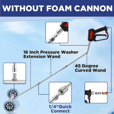 RIDGE WASHER Pressure Washer Undercarriage Cleaner, 16 Inch Undercarriage Washer with Foam Cannon, Under Car Cleaner with Straight Extension Wand, 4000 PSI - Image 4