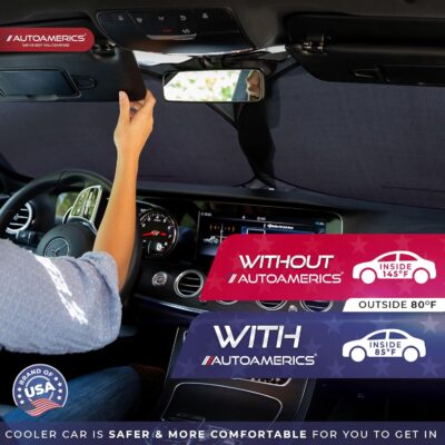 Autoamerics 1-Piece Windshield Sun Shade Standard Silver Foldable Car Front Window Sunshade for Most Cars SUV Truck - Heat Blocker Visor Protector Blocks Max UV Rays and Keeps Your Vehicle Cool Medium - Image 3