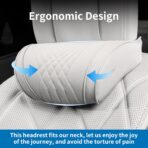Car Headrest Memory Foam Neck Pillow for Driving with Leather Cover Soft Comfortable Seat Head Pillow Cushion for Most Cars SUV Sedan Home Office Off-White (Beige) (1PC) - Image 3