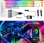 Interior Car LED Strip Lights, Acrylic LED Lights for Car with Wireless APP Dynamic Dreamcolor Chasing 6 in 1 Ambient Lighting Kits, 175 inches 593 LED Sound Active Function Neon Lights