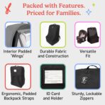 J.L. Childress Padded Backpack Car Seat Bag - Car Seat Travel Bag for Airplane, Cover Fits Most Baby & Infant Carriers & Boosters, Airport Accessories for Gate Check or Baggage Check - Ultimate, Black - Image 6