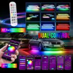 OPP ULITE Car Led Underglow Lights Aluminum Dream Chasing Color Accent Light Bar, RF Remote & APP Control Underglow Light Strip with Red Brake/Yellow Turn Signal/White Reverse Light Kit, 8PC Pack - Image 2
