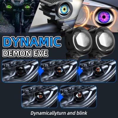 SUBPLUSIX Demon Eye Headlights for Motorcycles, 2PCS LED Dynamic Devil Eyes Light Kit with HD Lens, 31 Animated Eye Patterns, Universal 12-36V Eyeball Lights for Motorcycle, Car Accessories - Image 5