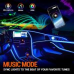 Interior Car LED Strip Lights, RGB 10-in-1 16 Million Colors Ambient Lighting Kit with 470 inches Fiber Optic Wireless APP & Remote Control Music Sync - Image 4