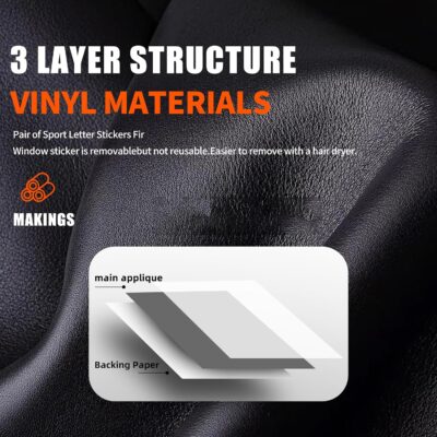 Zhizhong Car Sport Decal,16 Inch Vinyl Sticker Fit for All Cars Side (Matte Black) - Image 5