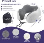 napfun Neck Pillow for Traveling, Upgraded Travel Neck Pillow for Airplane 100% Pure Memory Foam Travel Pillow for Flight Headrest Sleep, Portable Plane Accessories, Light Grey - Image 2