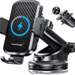 CHGeek Wireless Car Charger with Phone Holder Mount, 15W Fast Charging Auto Clamping Phone Holders for You Car Windshield Dashboard Air Vent Accessories for iPhone, Samsung Galaxy, Google, etc