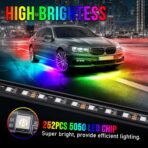 OPP ULITE Car Led Underglow Lights Aluminum Dream Chasing Color Accent Light Bar, RF Remote & APP Control Underglow Light Strip with Red Brake/Yellow Turn Signal/White Reverse Light Kit, 8PC Pack - Image 5