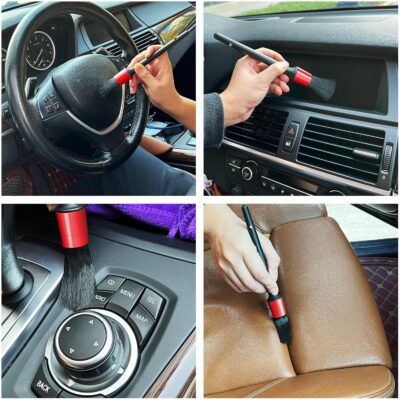 10pcs Auto Car Detailing Brush Set Car Interior Cleaning Kit Includes 5 Boar Hair Detail Brush,3 Wire Brush, 2 Air Vent Brush for Cleaning Car Interior Exterior, Dashboard Engines Leather Wheel - Image 6