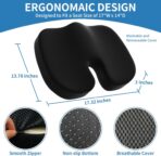 Seat Cushion &Office Chair Cushion,Lumbar Support Pillow for Office Chair,Ergonomic Memory Foam Non-Slip Office Chair Cushion,Back Support Cushions for Tailbone&Sciatica Pain Relief Black - Image 2