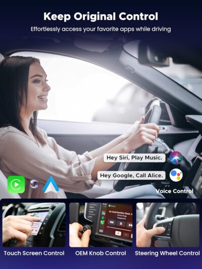 3-in-1 Wireless CarPlay Adapter 2026, Android Auto & Car Play Converter with HDMI Input for Fire TV Stick, Screen Mirroring & Streaming for Netflix/YouTube, Metal&Glass Case, Fit for 2016+ Cars -Black - Image 4