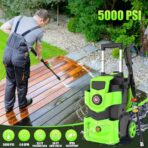 5000 PSI Professional Electric Pressure Washer,4.0 GPM Heavy Duty Power Washer with 4 Nozzles,Foam Cannon,33FT Hose and 500ml Soap Bottle for Home/Cars(Green) - Image 2