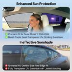 ZATOOTO Tesla Model Y Car Window Shades 4Pack | Clear for Safe Driving | Bluish-Purple for Passenger Comfort | UV Protection | Static Cling Side Window Sun Shade Blocker with Storage Bag | 2020-2024 | - Image 7