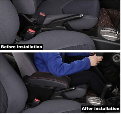 YJYWZH Armrest Box for Honda Fit Jazz 2002-2008 Car Arm Rest Seat Center Storage Box Consoles Double Layer with 3 USB Ports (Black with Black Thread) - Image 4