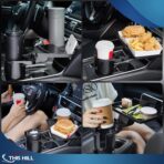 This Hill Cup Holder Tray for Car, 2 in 1 Detachable Car Food Table Tray with Solid Base & Phone Slot,Car Cup Holder Expander with 360°Rotation Tray for Travel Road Essentials - Image 7