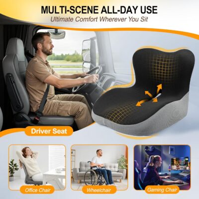 Memory Foam Car Seat Cushion with Lumbar Support, L-Shaped Ergonomic Design for Long Driving, Pressure-Relief Comfort for Car, SUV, Semi Truck & Office Chair - Image 7