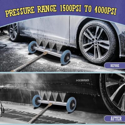16 Inch Undercarriage Pressure Washer Attachment, Pressure Washer Undercarriage Cleaner, Under Car Washer Attachment with 3 Extension Wand, 4000 PSI - Image 5