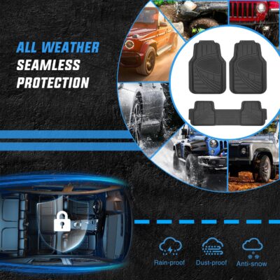 Nilight PVC Floor Mats for Cars Trucks SUVs,Universal Trim to fit for Most Vehicles,All Weather Protection Heavy Duty Floor Liners,Pack of 3 - Image 5