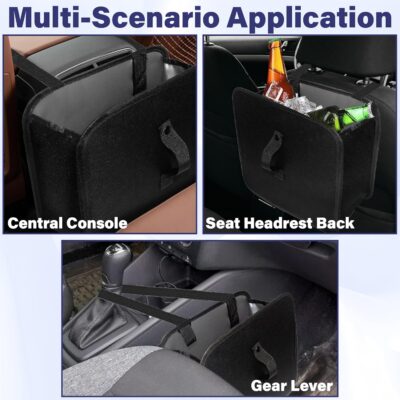 Car Trash Can, Foldable Trash Can Collapsible Hanging Trash Bag for Car Seat, 2 Gallons Leakproof Garbage Bags, Cars Must Haves Interior Accessories Essentials - Image 3