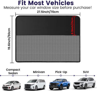 2 Pack Car Window Shades, Magnetic Car Sun Shade Half-Blackout and Half-Mesh for Side Window, Back Window Screen Cover for Sun/UV Protection - Image 4